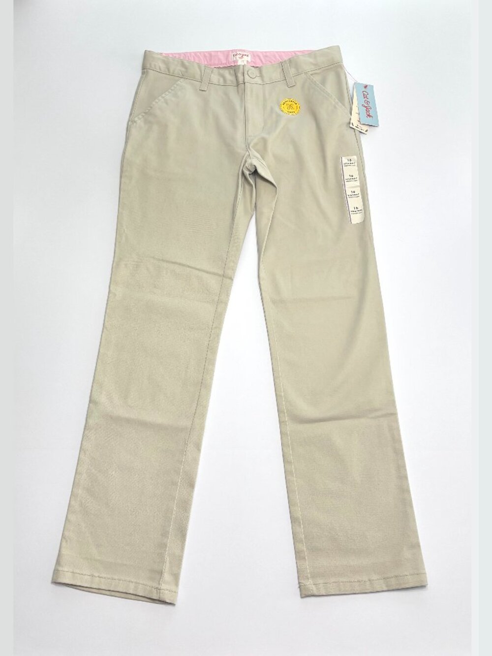 NWT Cat & Jack Girls Khaki Straight Fit Uniform Pants Size 16